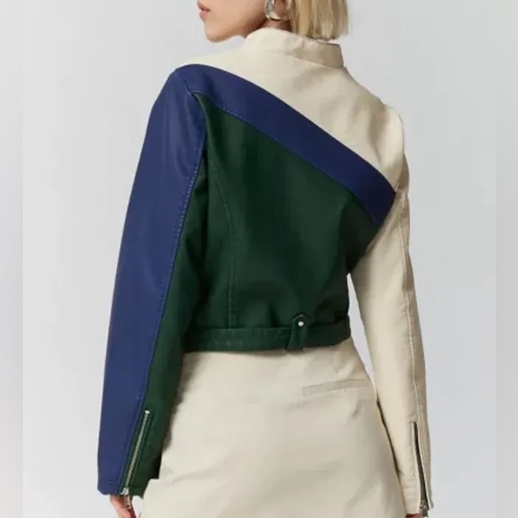 UO Jordan Faux Leather Racer Moto Jacket - Picture 2 of 2